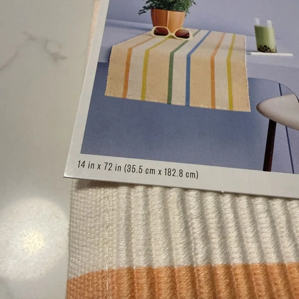 NEW Room Essentials Table Runner 100% Cotton Striped Design 14